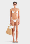 Tie Side Bikini Brief - White/Hotfix Crystals