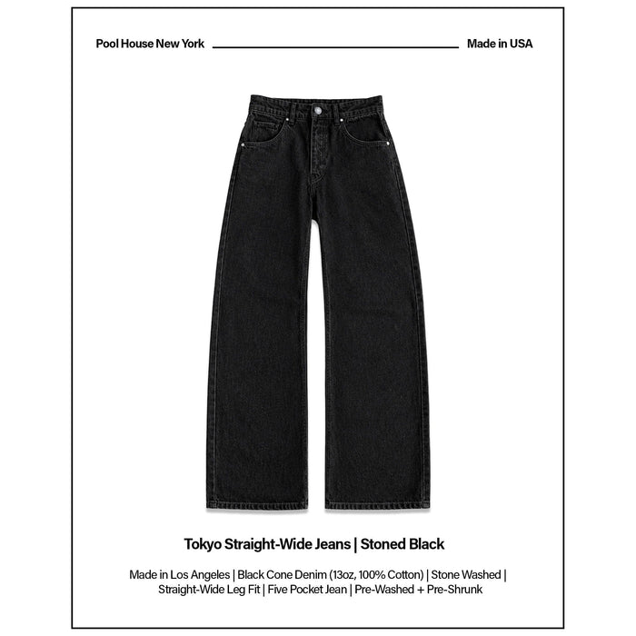 Tokyo Dad Jeans | Straight-Wide Leg Stoned Black