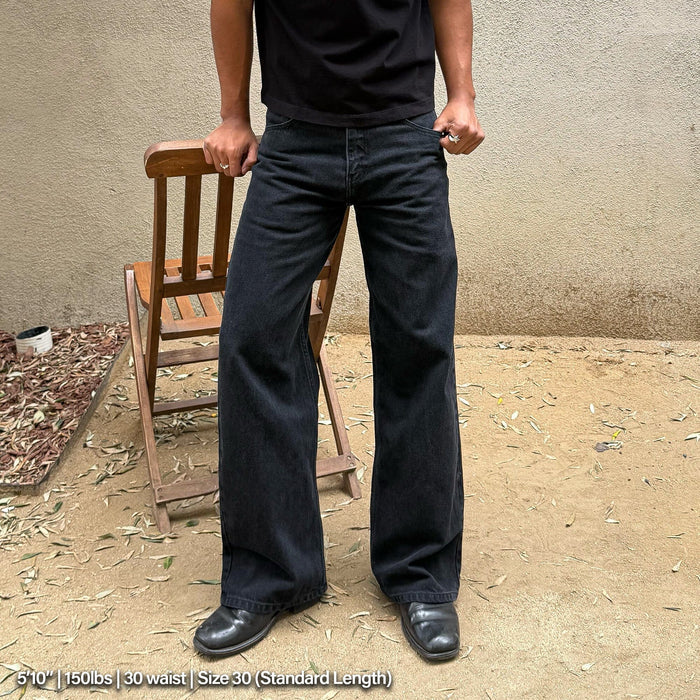 Tokyo Dad Jeans | Straight-Wide Leg Stoned Black