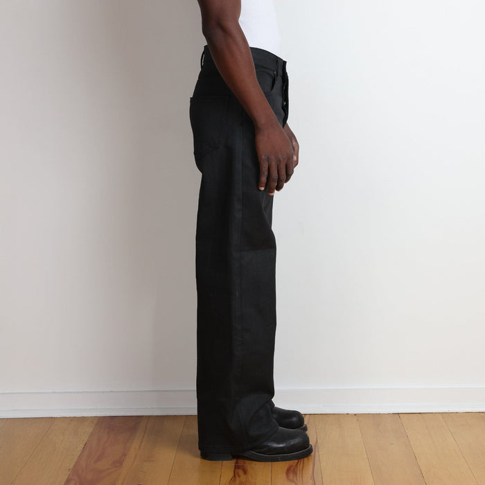 Tokyo Jeans | Straight-Wide | Waxed Crosshatch Waxed Black | Raw Crosshatch