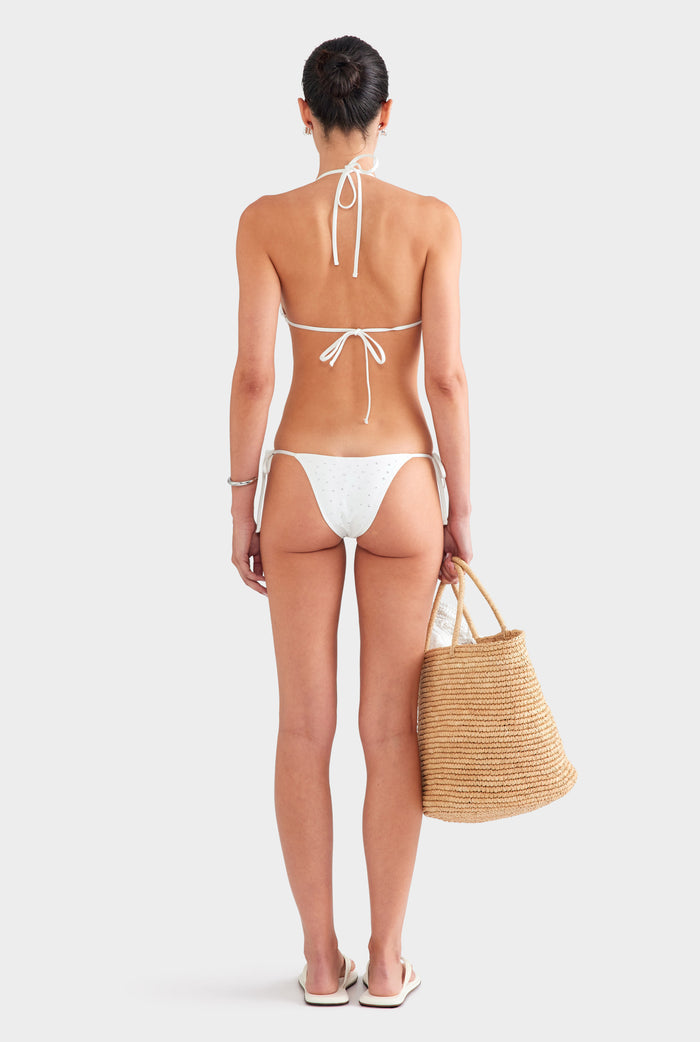 Triangle Bikini - White/Hotfix Crystals