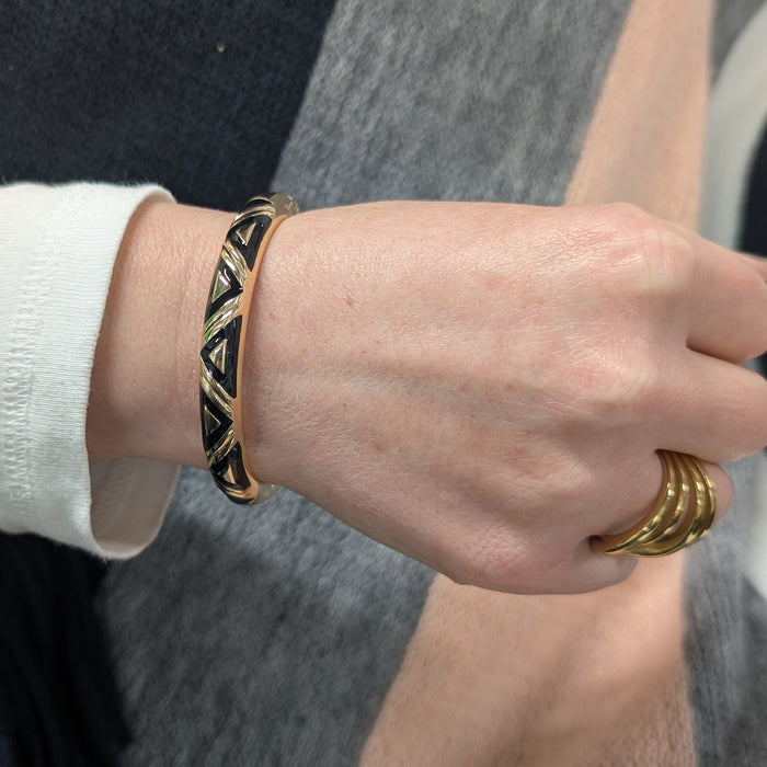 Triangles Bangle (in Gift Box) - Black