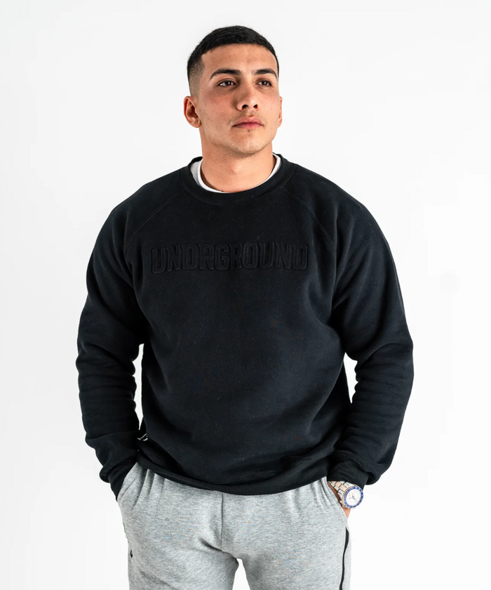 UNDRGROUND Embossed Crew Neck Sweater (Black)