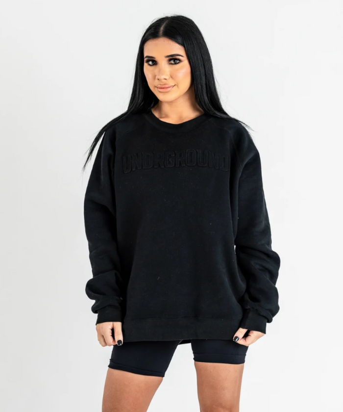 UNDRGROUND Embossed Crew Neck Sweater (Black)