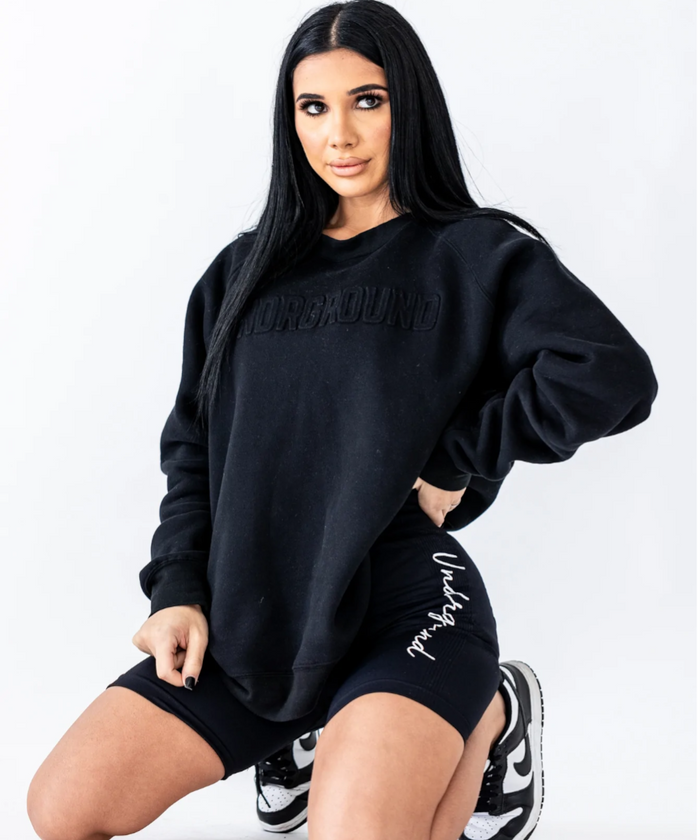 UNDRGROUND Embossed Crew Neck Sweater (Black)