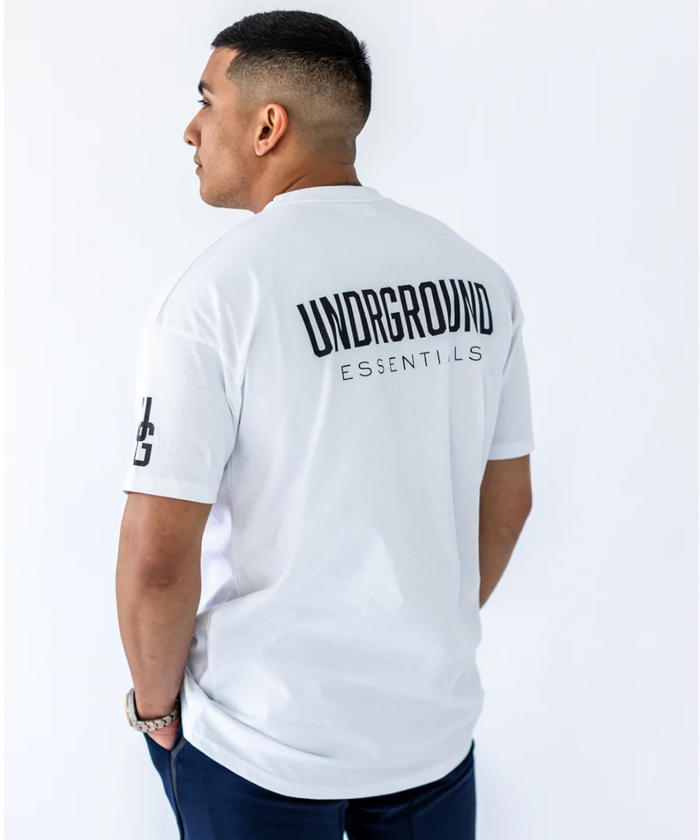 UNDRGROUND Logo Box-Fit Arm Print Tee (White)