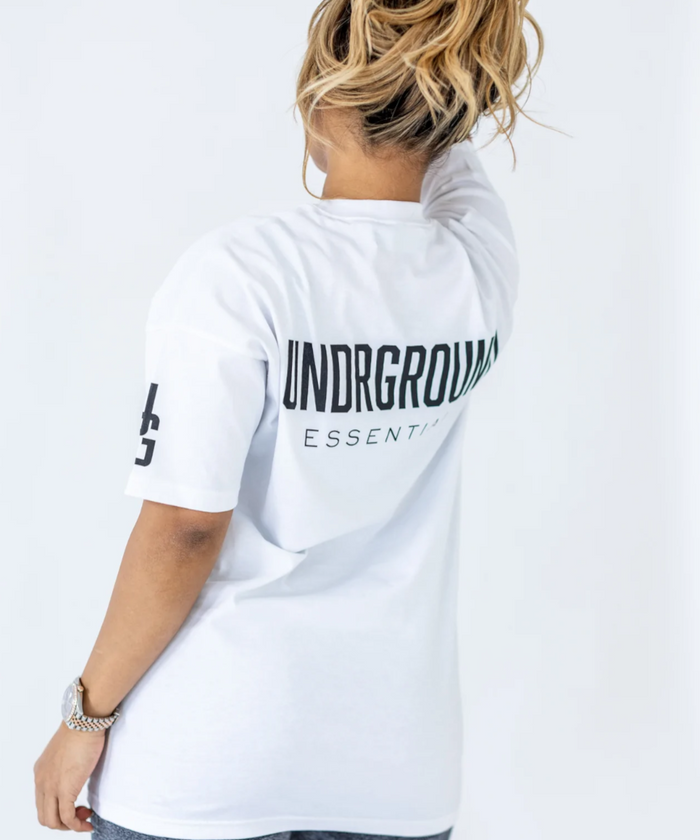 UNDRGROUND Logo Box-Fit Arm Print Tee (White)