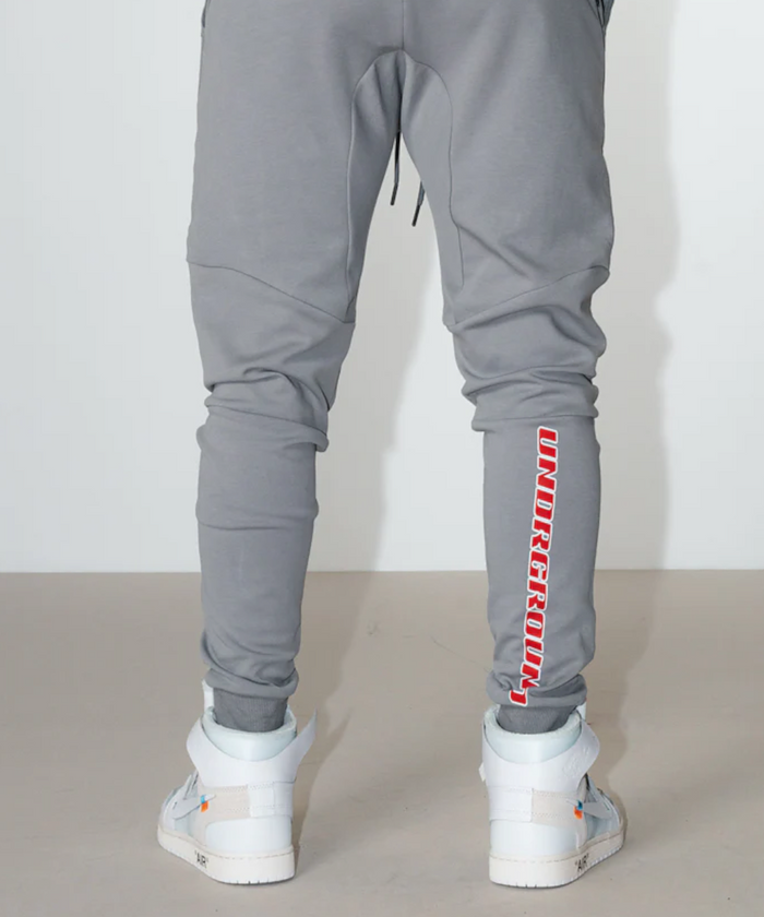 UNDRGROUND ‘Out Tha Mud' Tapered Joggers (Grey/Red)