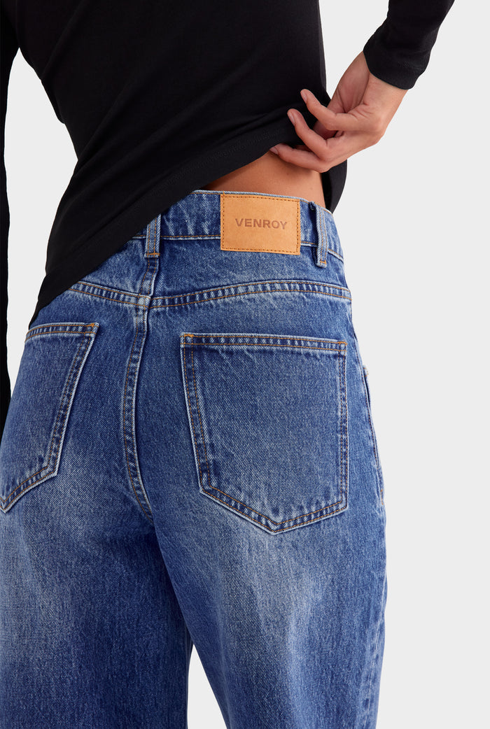 V Front Denim Jean - Mid Indigo