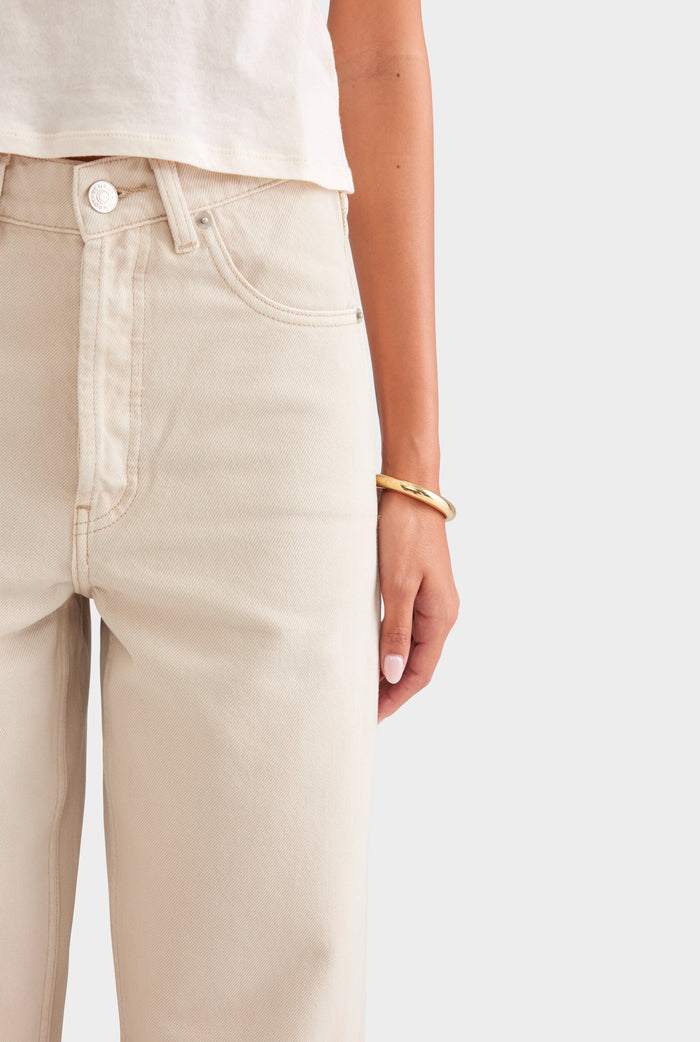V Front Denim Jean - Washed Stone