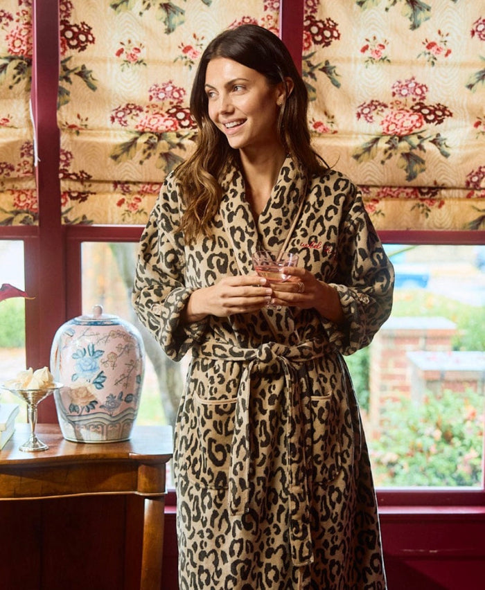 Women’s Long Plush Robe | Leopard