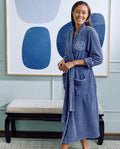 Weezie Women's Long Scallop Lightweight Robe Periwinkle