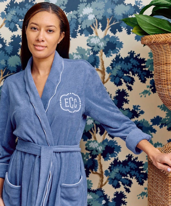 Women's Long Scallop Lightweight Robe | Periwinkle