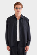 Wool Long Sleeve Shirt - Black