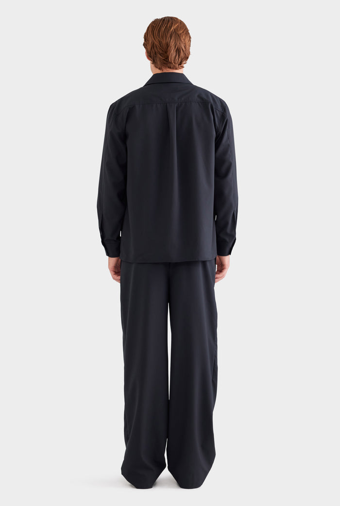 Wool Long Sleeve Shirt - Black