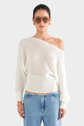 Wool Mohair Boat Neck Sweater - Off White