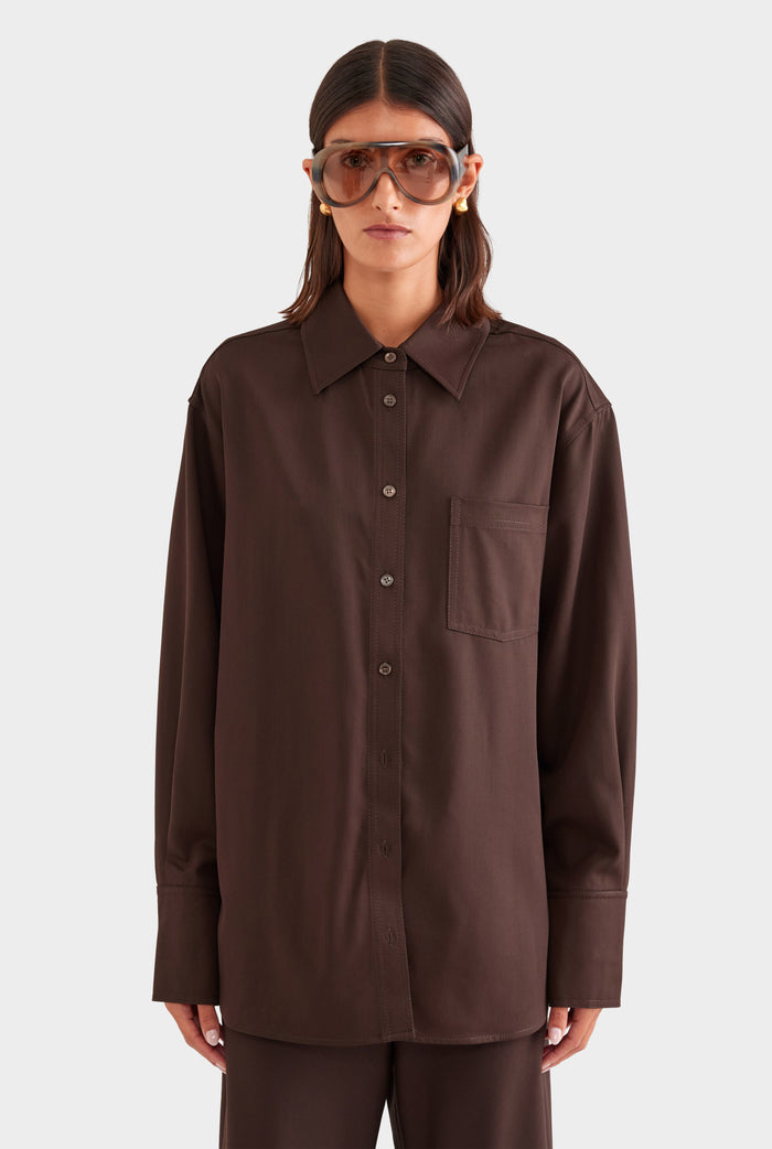 Wool Shirt Jacket - Chocolate