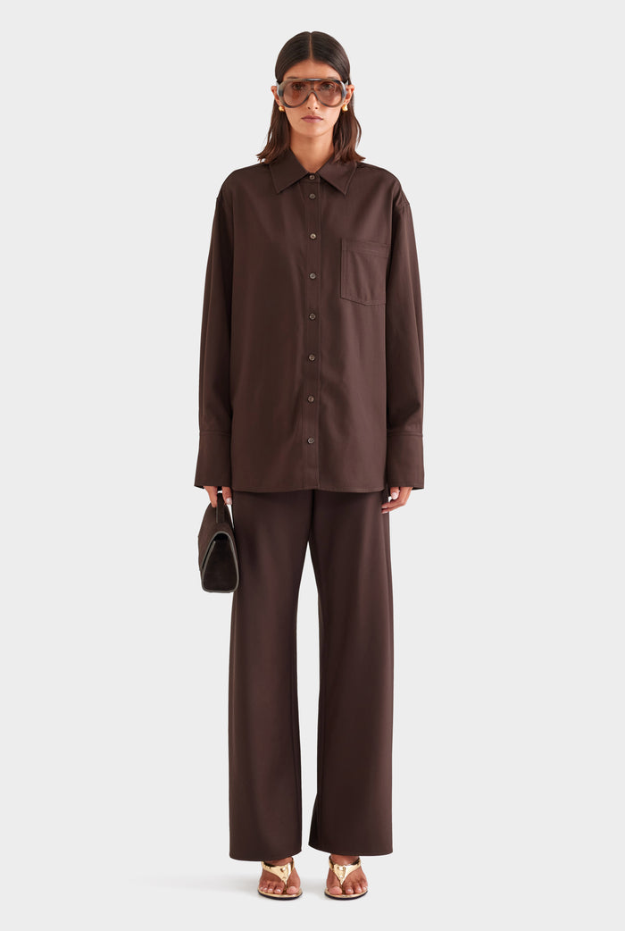 Wool Shirt Jacket - Chocolate