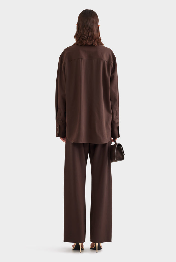 Wool Shirt Jacket - Chocolate