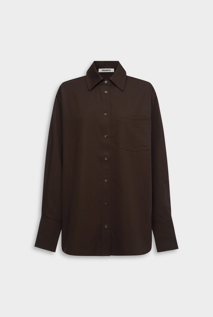 Wool Shirt Jacket - Chocolate