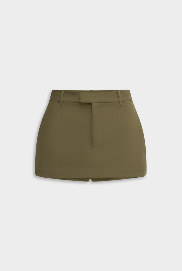 Wool Twill Culotte Short - Olive