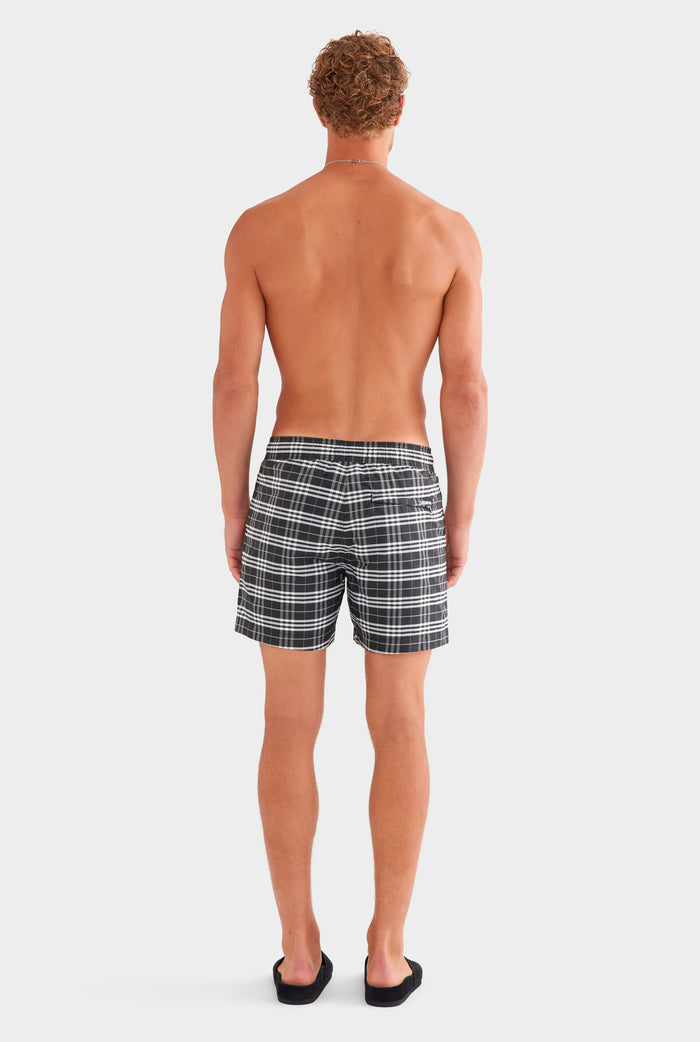 Woven Check Swim Short - Black/White Check